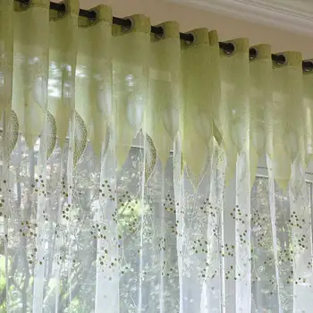 Пасторальная чипке завесе за дневну собу, зелена транспарентан завесе за спаваћу собу, вуалевая завесе, кухиња завесе направљене по наруџбини